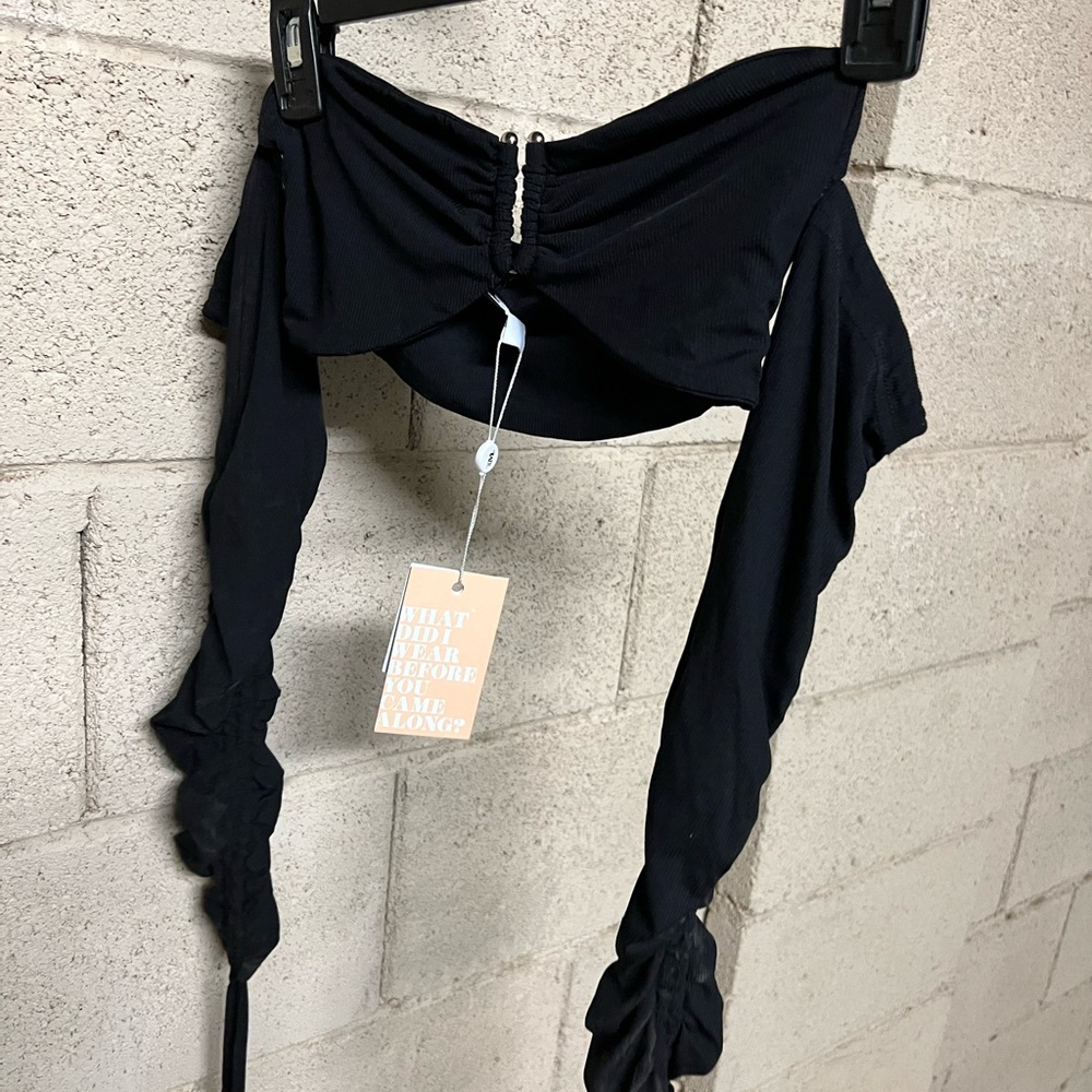 Black Off-Shoulder Crop Top